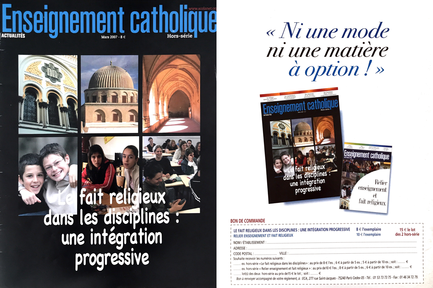 Enseignement catholique Actualités, Le fait religieux dans les